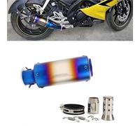 Exhaust part Motorcycle 38-51mm Exhaust Muffler Pipe Universal Dirt Bike ATV Removable Silencer Carbon Stainless Steel(Blue)