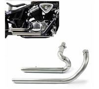 Exhaust part Motorcycle Modified Full Exhaust Pipe Spare Part With Front Header + Rear Silencer For H-ONDA VLX400 VLX600 VT400C VT600C VT600(Chrome)