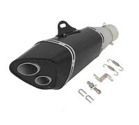 Exhaust part Universal 60MM Double Hole Motorcycle Exhaust Escape Modify Carbon Fiber Muffler For SUZUKI GSX-S750 For DUKE790(Black- Silver)