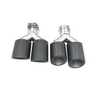 Exhaust Pipe 1 Pair Dual Carbon Fibre Matte Car Styling Exhaust System Muffler Pipe Tip Crimping Universal Silver Stainless Steel Trim Car End Pipes(63 IN 101 OUT)