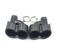 Exhaust Pipe 1 Pair H Model Exhaust Tip Glossy Carbon Fiber Glossy Black Dual Exhaust Muffler Tail Nozzle Pipes Car End Pipes(ID 57-OD 180)