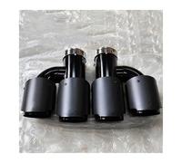 Exhaust Pipe 1 Pair H Type Dual Car Universal Exhaust Tips Matt Carbon Fiber Black Stainless Double Exit Pipes Muffler Tailpipe Tail Throat(ID 80MM-OD 101MM)