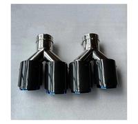 Exhaust Pipe 1 Pair Y Pipe Dual Exhaust Tips Universal Glossy Carbon Fiber Blue Stainless Double ExitPipes Muffler Tailpipe Tail Throat(ID 48MM-OD 101MM)