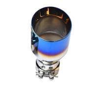 Exhaust Pipe 1 PC Car Blue Burnt Stainless Steel Flange Exhaust End Pipe Slashed Bevel Edge Muffler Tip Tail Pipe(IN 63 Out 76 mm)