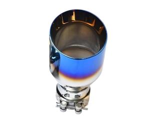 Exhaust Pipe 1 PC Car Blue Burnt Stainless Steel Flange Exhaust End Pipe Slashed Bevel Edge Muffler Tip Car Exhaust Muffler(IN 51 Out 101 mm)
