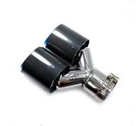 Exhaust Pipe 1 PC Dual Twill Glossy Carbon Fiber Muffler Tip Blue Stainless Steel Exhaust Tip Flange Straight For BMW E90 Car Exhaust Pipes(IN 67MM-OUT 76MM)
