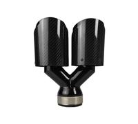 Exhaust Pipe 1 Pcs Car Carbon Fibre Tail Throat Silencer Same Length Black Universal Y-Shaped Double Out Twill Glossy Exhaust Muffler Tip Tail Throat(60mm-114mm)