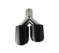 Exhaust Pipe 1 Pcs Universal Car Carbon Fibre Tail Throat Silencer Length BlueBurnishing Y-Shaped Double Out Twill Glossy Exhaust Muffler Tip Tail Throat(76.2mm-89mm-Right)