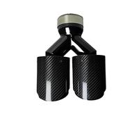 Exhaust Pipe 1 Pcs Universal Car Carbon Fibre Tail Throat Silencer Same Length Black Y-Shaped Double Out Twill Glossy Exhaust Muffler Tip Tail Throat(66mm-101mm)