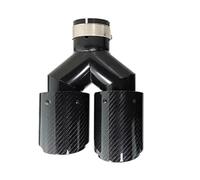 Exhaust Pipe 1 Pcs Universal Carbon Fibre Tail Throat Silencer Length Black Y-Shaped Double Out Twill Glossy Car Exhaust Pipes(51mm-101mm-Left)