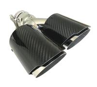 Exhaust Pipe 1 Pcs Universal Carbon Fibre Tail Throat Silencer Length Burnishing Y-Shaped Double Out Twill Glossy Car Exhaust Pipes(63.5mm-101mm-Right)