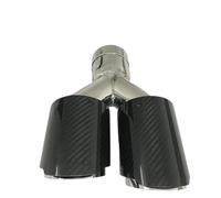 Exhaust Pipe 1 Pcs Universal Carbon Fibre Tail Throat Silencer Length Burnishing Y-Shaped Double Out Twill Glossy Car Exhaust Pipes(63.5mm-101mm-Left)