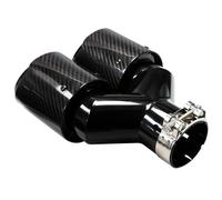 Exhaust Pipe 1 Pcs Universal Carbon Fibre Tail Throat Silencer Same Length Black Y-Shaped Double Out Twill Glossy Car Exhaust Pipes(73mm-101mm)