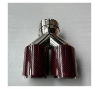 Exhaust Pipe 1 Piece Dual Exhaust Tip Glossy Red Carbon Fiber Double Tailpipe Pipe Tail Throat Muffler Universal Tail Throat(ID 54MM-OD 101MM)