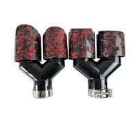 Exhaust Pipe 1 Piece Exhaust Tip Double-Headed Tail Pipe Stainless Steel Suitable For BMW Car Rear Pipe Modificat Red Foil Carbon Fiber Tail Throat(66mmIN-101mmOUT left)