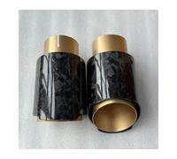 Exhaust Pipe 1 Piece Single Car Exhaust Tips Golden Pipe Glossy Forged Carbon Fiber Nozzle Tail End Pipe Muffler Tips For BMW Tail Throat(ID 51MM-OD 101MM)
