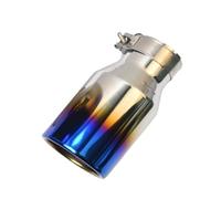 Exhaust Pipe 1 Piece Universal Exhaust Blue Stainless Steel Flat Flange Exhaust Pipe Curly Muffler Tip Tail Throat(IN 51MM OUT 76MM)