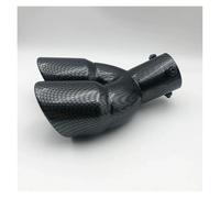 Exhaust Pipe 1 Piece Universal Y Type Dual Out Slanted Exhaust Pipe Tip 63MM Thickened Version Car Modification Stainless Steel Tail Throat(Carbon pattern curve)