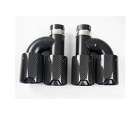 Exhaust Pipe 1Pair Carbon Fiber Glossy H Shape Double Exit Exhaust Pipe Stainless Black For BMW For M2 For M3 For M4 Exhaust tips(57MM IN-89MM OUT)