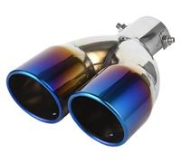 Exhaust Pipe 1pc Universal Tail Inner 1.5-2.25 Inch Dual Outlet Car Tip Muffler Modified Tailpipe Tail Throat(Straight-baked blue)
