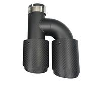 Exhaust Pipe 1PCS Dual Carbon Fiber + Stainless Steel Auto Exhaust Tip Matter Muffler Double End Black Pipe Car Exhaust Pipes(Equal 63mm)
