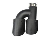 Exhaust Pipe 1PCS Dual Carbon Fiber + Stainless Steel Auto Exhaust Tip Matter Muffler Double End Black Pipe Car Exhaust Pipes(Right 63mm)