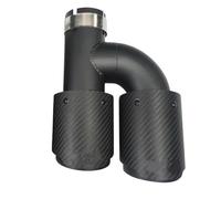 Exhaust Pipe 1PCS Dual Carbon Fiber + Stainless Steel Auto Exhaust Tip Matter Muffler Double End Black Pipe Car Exhaust Pipes(Left 63mm)