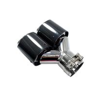 Exhaust Pipe 1Pcs Universal Dual Exhaust Tip Glossy Carbon Fiber Exhaust Pipe Tail Quad Exhaust Muffler Tip Car Exhaust Pipes(57MM IN-89MM OUT)