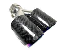 Exhaust Pipe 1PCS Universal Purple DUAL Exhaust Pipe Glossy Carbon Fiber Exhaust Pipe Tail Quad Exhaust Muffler Tip Car Exhaust Pipes(67MM IN-101MM OUT)
