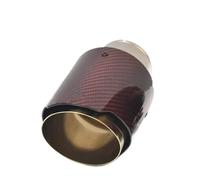 Exhaust Pipe 1Piece Car Golden Exhaust Straight Flange Red Glossy Carbon Tail End Tip Stainless Steel Muffler Pipe Tail Pipe(73-101mm)