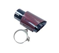 Exhaust Pipe 1Piece Glossy Red Carbon Fiber Black Stainless Steel Universal Exhaust Pipe Muffler Tip Tail Pipe(ID 63MM OD 101MM)