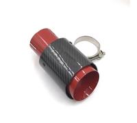 Exhaust Pipe 1Piece Single Exhaust Tips/Pipe Red Stainless Steels Pipe Glossy Carbon Fiber Tail For Universal Car Exhaust Muffler(ID 67MM-OD 101MM)