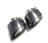 Exhaust Pipe 1piece Universal Exhaust Pipe Tailpipe Modified Glossy Real Carbon Fiber 110mm Length For BMW Tail Throat(In 63mm -Out 89mm)