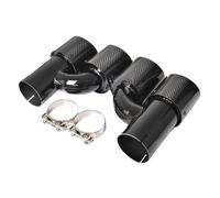 Exhaust Pipe 2PCS For BMW 5 Series H Style Universal Dual Glossy Round Carbon Fiber Exhaust Tip Black Stainless Steel Exhaust Pipe Muffler Tip Tail Throat(IN 51MM OUT 101MM)