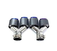Exhaust Pipe 2PCS Inlet 63mm-Outlet 90mm Dual Carbon Fiber Exhaust Tip Blue Steel Exhaust Pipe Muffler Car Exhaust Pipes(63MM IN-101MM OUT)