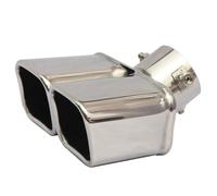 Exhaust Pipe 76mm Universal Muffler Silencer Dual Outlet Exhaust Tip Stainless Steel Slant Rolled Edge Blue/Silver Tail Throat(C-Bend)