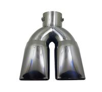 Exhaust Pipe 78mm Universal Car Exhaust Muffler Tip Y-Type Double Outlet Stainless Steel Tail Rear Chrome Round Pipe Exhaust Tips Muffler(Titanium black)