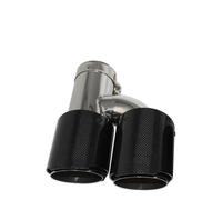 Exhaust Pipe Car Carbon Fiber Glossy Muffler Tip H Shape Double Exit Exhaust Pipe Mufflers Nozzle Decoration Universal Stainless Silver Exhaust tips(Left 51mm-89mm)
