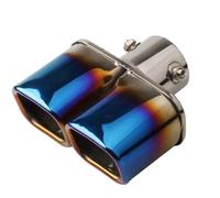 Exhaust Pipe Car Exhaust Pipe Muffler Tail Pipe Outlet Nozzle End Universal Stainless Steel Square End One Change Two Double Toasted Blue Car End Pipes(Flat)