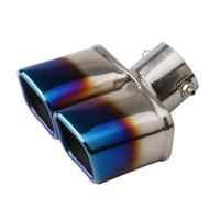 Exhaust Pipe Car Exhaust Pipe Muffler Tail Pipe Outlet Nozzle End Universal Stainless Steel Square End One Change Two Double Toasted Blue Car End Pipes(Curved)