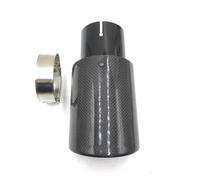 Exhaust Pipe Car Glossy Carbon Fiber Muffler Tip Exhaust System Pipe Mufflers Nozzle Universal Crimping Stainless Car End Pipes(60 IN 76 OUT)
