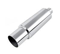 Exhaust Pipe Car Stainless Steel Exhaust Muffler Tip Tail Pipe Inlet 2.5 Inch Outlet 4 Burnt Type Silencer For Universal(Silver)