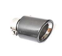 Exhaust Pipe Car Universal Modiflcation Curly Bevel Edge Exhaust Pipe Full Fiber Carbon Cover Muffler Tip Stainless Steel Single Glossy Tail Throat(60-89mm)