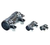 Exhaust Pipe Connector - Heavy Duty Sleeve Double Clamp Tube Adapter Joiner (50.5 mm to 55 mm x 125 mm)