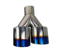 Exhaust Pipe Double Exhaust Tip Burnt Blue Stainless Steel Straight Edge Polished Silver Welding Muffler Tail Pipe Tail Pipe(R in63-out101mm)