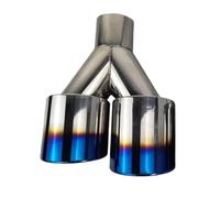 Exhaust Pipe Double Exhaust Tip Burnt Blue Stainless Steel Straight Edge Polished Silver Welding Muffler Tail Pipe Car Exhaust Muffler(L in63-out89mm)