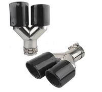 Exhaust Pipe Ends Universal Stainless Exhaust Tip Car For Import Double Rear Tailpipe Muffler Carbon Fiber Silencer Pipe Tailpipe Tip(1L1R)