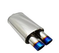 Exhaust Pipe Exhaust Muffler Pipe M Drum Universal Stainless Burned Blue Silver Silencer Double Export 63MM 76MM Car Exhaust Muffler(A Blue 63mm)