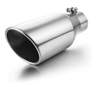 Exhaust Pipe Exhaust Tip 3 Inch 7.62cm Inlet 3" 5" 12.7cm Outlet 12" 3048cm Long Black Coated Finish Muffler For Truck Tailpipe Exhaust Tips Muffler(Silver)