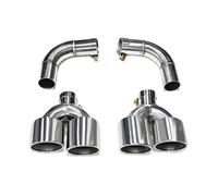Exhaust Pipe Flue Muffler Car Exhaust Tip Quad Carbon Fiber Muffler Tip Tailpipe Exhaust System Nozzle For Q5 2021 2022 2023 2024(Silver)
